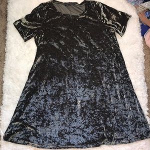 Madeline olive green crushed velvet tshirt dress